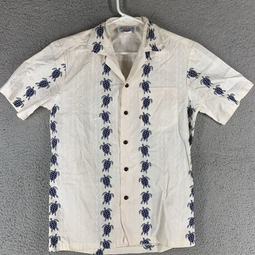 Pacific Legend Shirt Mens S White Hawaiian Turtles Classic Fit‎ Short Sleeve